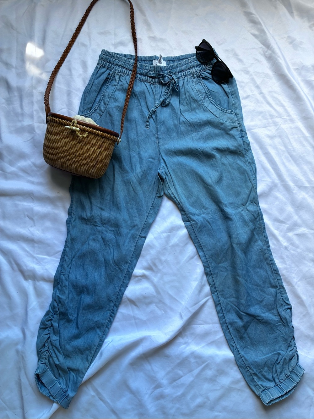 Japna Light Blue Drawstring Jogger Pants